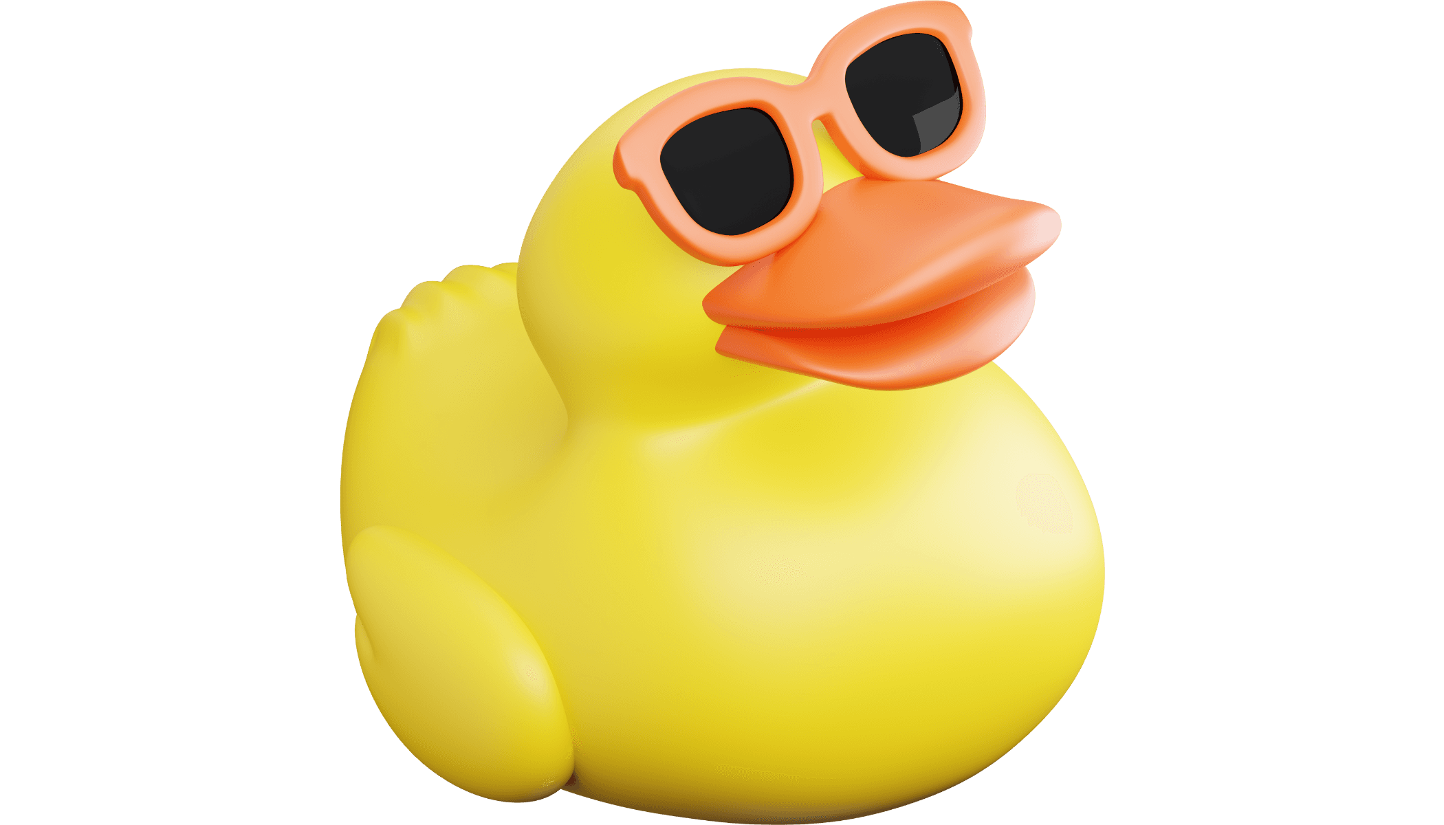 A yellow rubber duck wearing sunglasses.